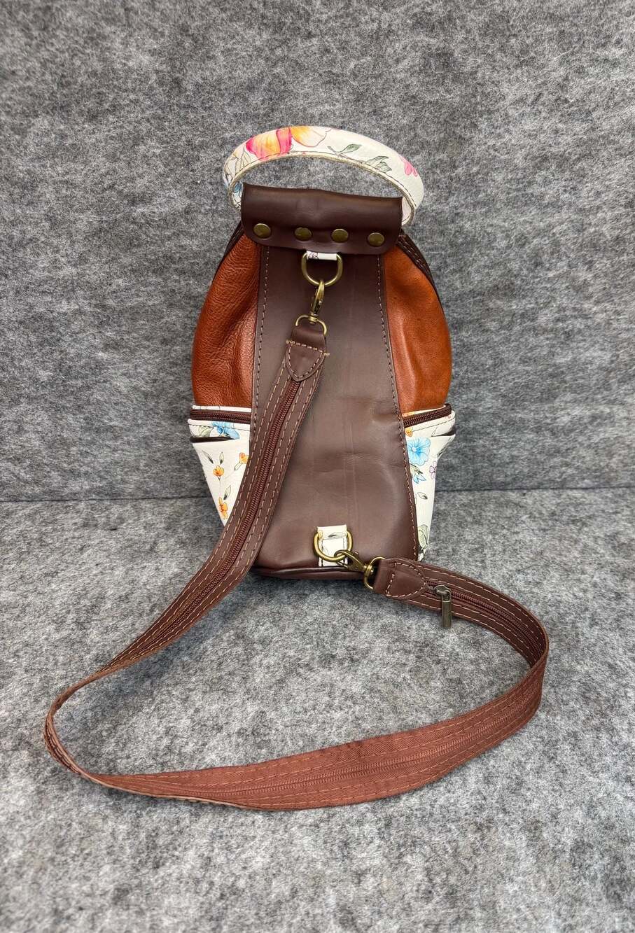 Monte Halla Small Convertible Floral Leather Backpack Purse Made in Italy - Picture 8 of 8